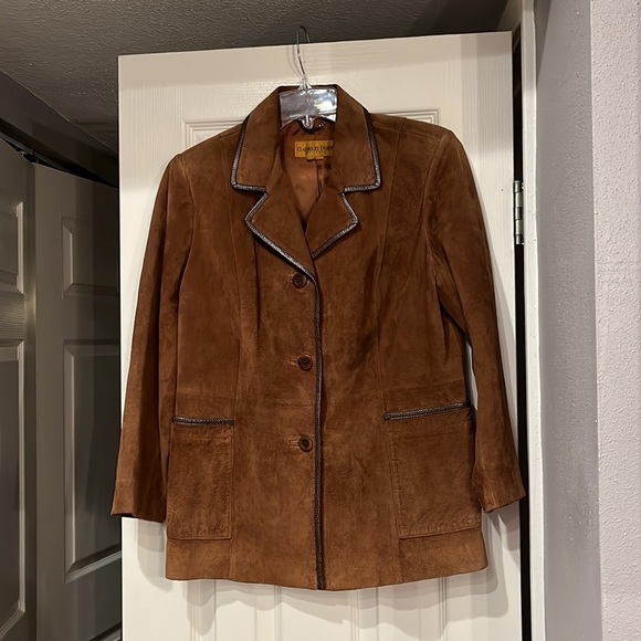 Classiques Entier Jackets & Blazers - Classiques Entier Petiter Saddle Brown Suede Jacket. Size Med. Trim in Leather